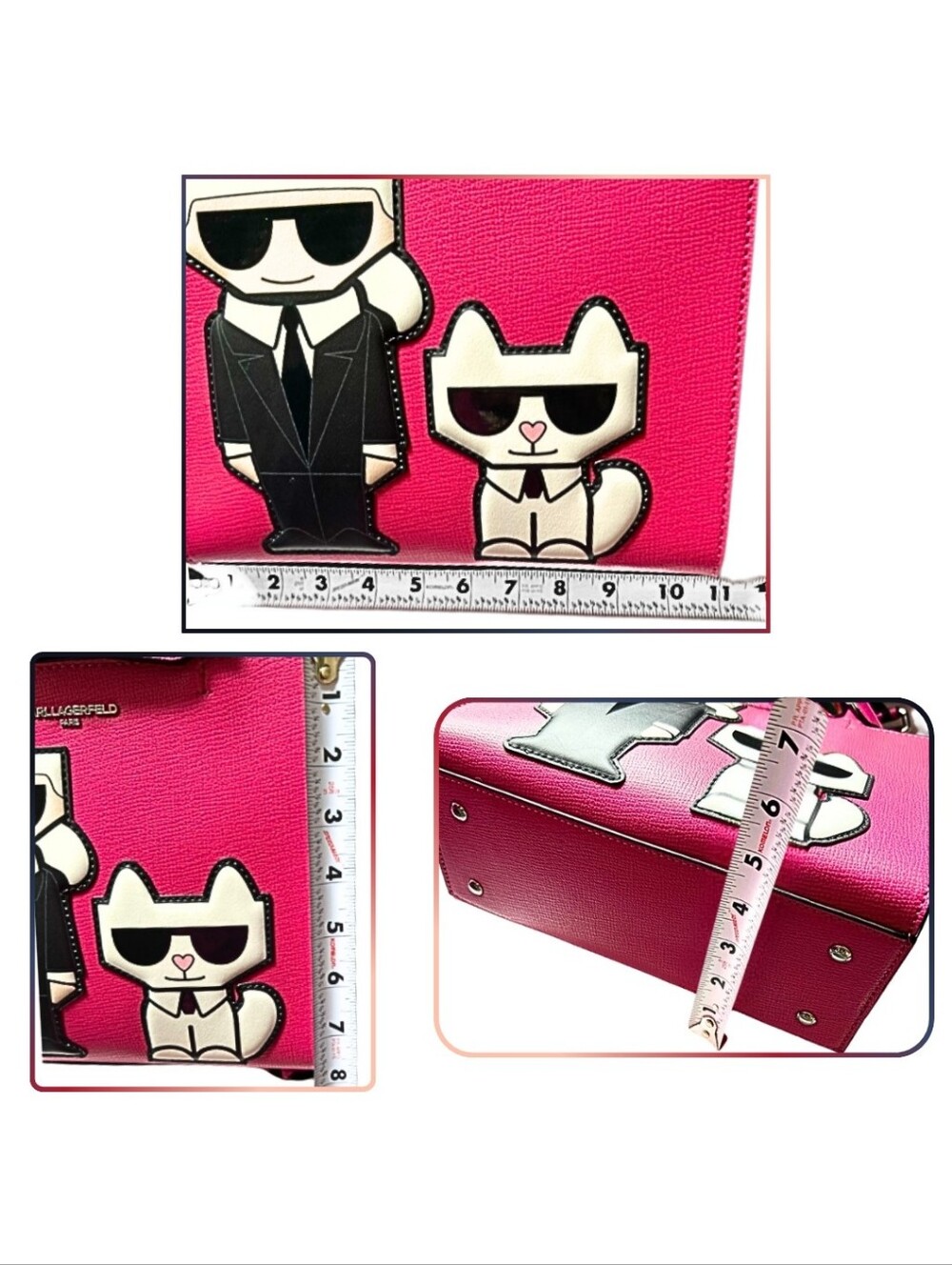 Karl Lagerfeld Paris Crossbody Handbag Fuchsia Pink White NWT msrp $198 New - Picture 7 of 8